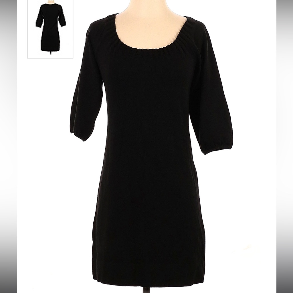 Ann Taylor Mini Scoop Neck Dress. Black. Size (S). Petite